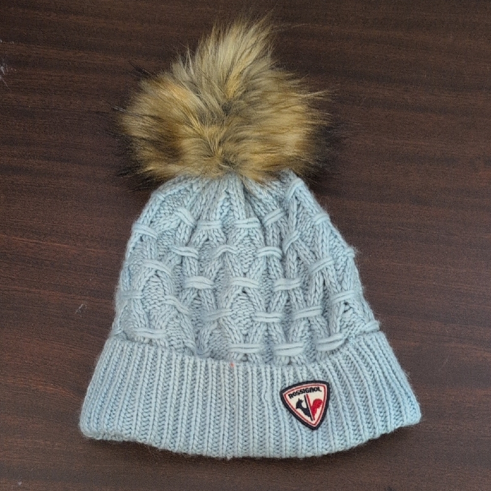 Stylish Light Blue Knit Pom-Pom Hat